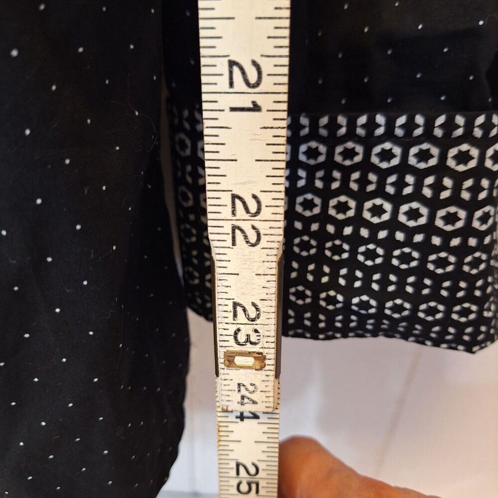 Porto Blanco Black Pattern Button Flip Cuff ‎ Algondon Cotton Shirt Men's Large - Picture 8 of 13